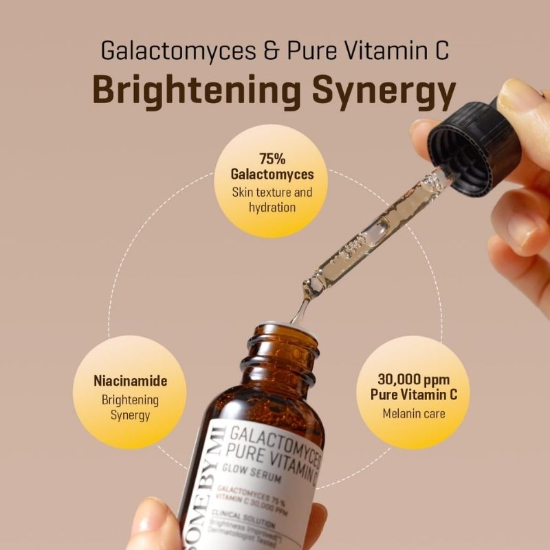 SOME BY MI Galactomyces Pure Vitamin C Glow Serum - 1.01Oz, 30ml - Korean Vitamin C Face Serum for Glow Glass Skin - Dark Spot Correcting Serum with Skin Texture and Elasticity Care - Korean Skin Care