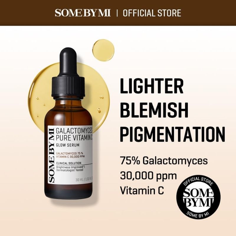 SOME BY MI Galactomyces Pure Vitamin C Glow Serum - 1.01Oz, 30ml - Korean Vitamin C Face Serum for Glow Glass Skin - Dark Spot Correcting Serum with Skin Texture and Elasticity Care - Korean Skin Care