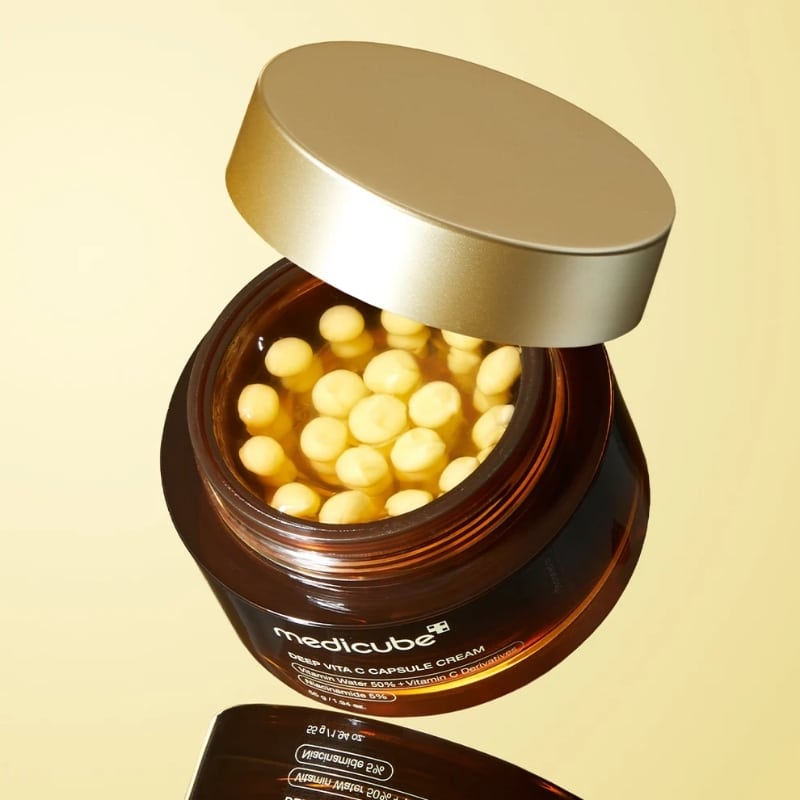medicube Deep Vitamin C Golden Capsule Face Moisturizer - Liposome Capsules For Wrinkles, Skin Radiance - Transparent Gel for Glow Hydration - Korean Skin Care