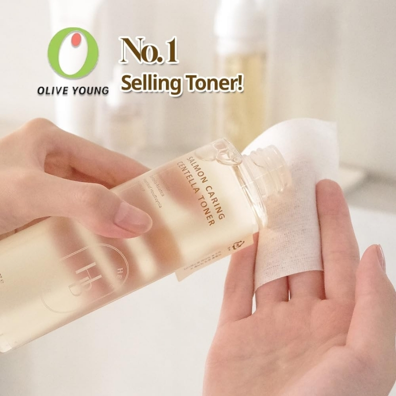 Heveblue Salmon Caring Centella Toner - Salmon PDRN, pH 5.5, Salmon Egg Extract, Centella, Madecassoside, Restore and Rejuvenate, Refine Skin Texture, Low Irritation, Korean Skincare, K-Beauty