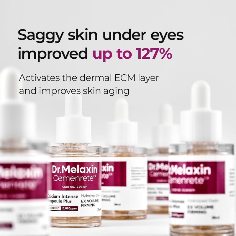 Dr Melaxin Cemenrete Calcium Ampoule Plus with Adenosine and Niacinamide for Sagging Under Eye Skin, Dark Circles, Fine Lines &Eye Bags