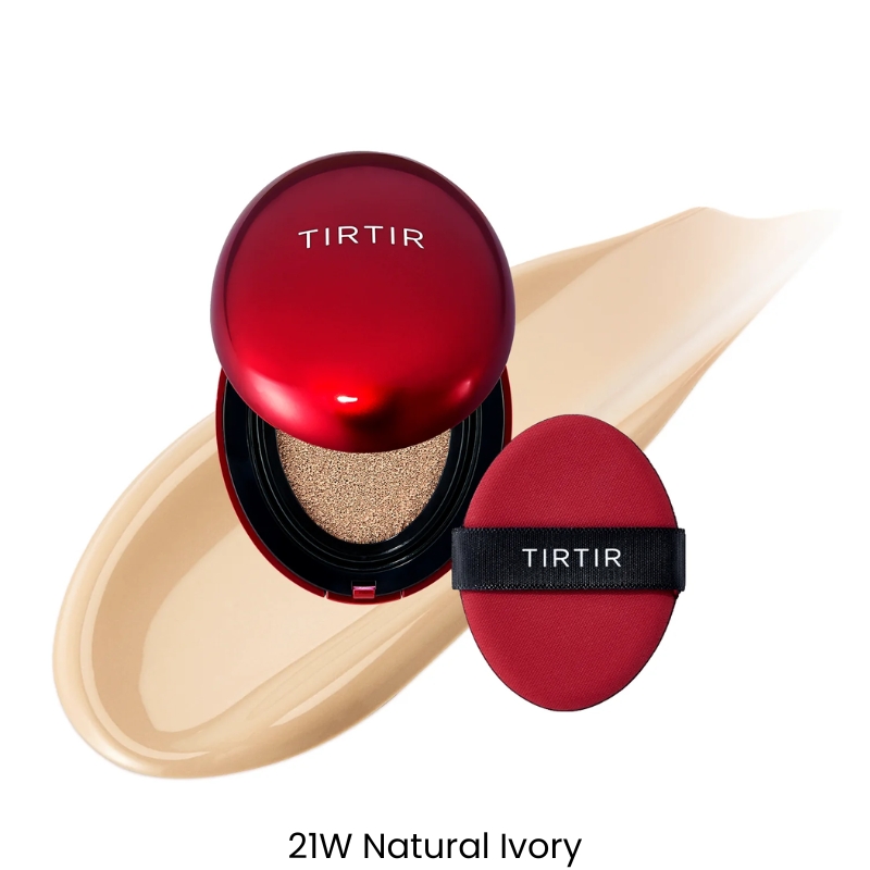 TIRTIR Mask Fit Red Cushion Foundation | Full coverage, Weightless, Skin fit, Satin Glow Finish, Korean Makeup Cushion Foundation
