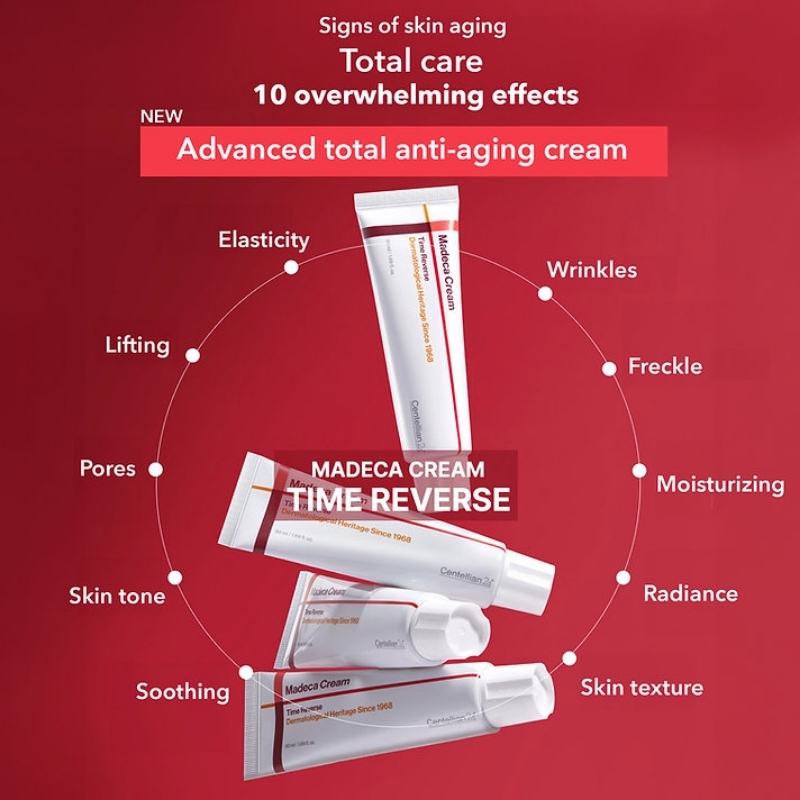 CENTELLIAN 24 Madeca Cream Time Reverse (Season 7) (1.69fl oz) - Advanced Fast-Absorbing & Nourishing, Hydrates, Firms & Reduces Wrinkles, Low Irritation, Korean Skin Care Centella Asiatica, Collagen