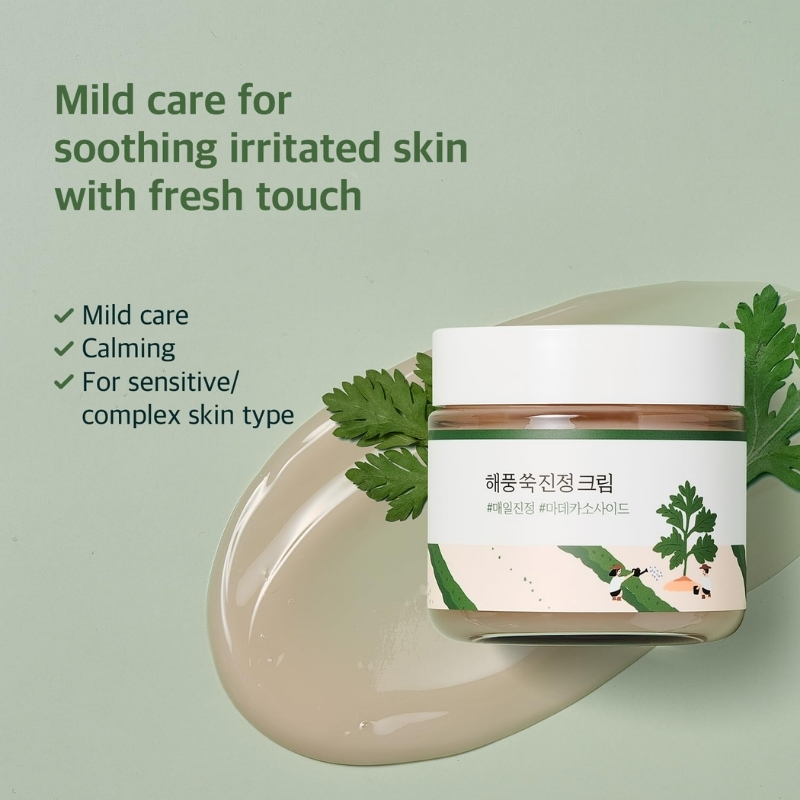 ROUND LAB Mugwort Calming Cream 80ml / Soothing, Moisturizing, Madecassoside, Calming Cream