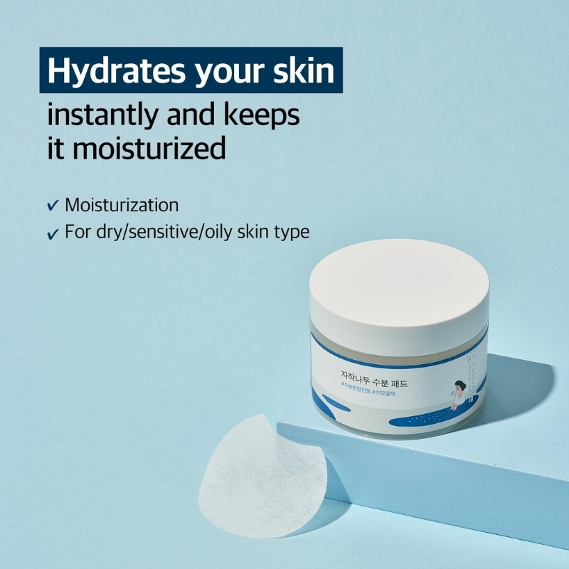 ROUND LAB Birch Juice Moisturizing Pad 80pcs, Hydrating and Soothing Facial Pads, Triple-Layer Toner Pads with Birch Sap and Hyaluronic Acid, Cooling for Sensitive Skin, Non-Sticky, Korean Skin Care