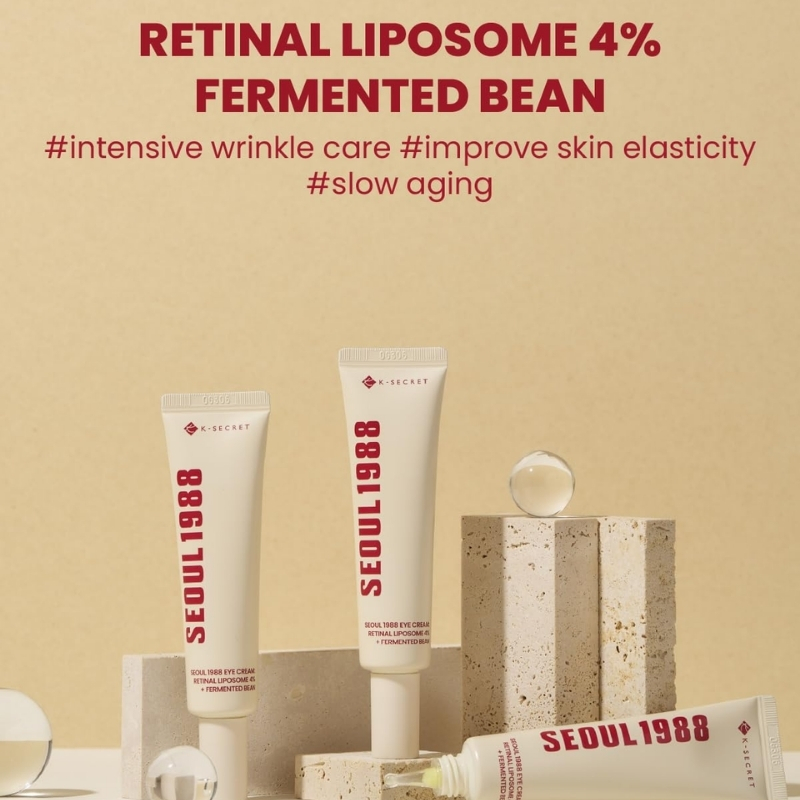 KSECRET SEOUL 1988 Eye Cream : Retinal Liposome 4% + Fermented Bean, wrinkle care, anti-aging, skin elasticity, pigmentation, brightening, retinol, 30ml