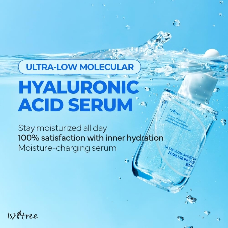 ISNTREE Ultra-Low Molecular Hyaluronic Acid Serum 50ml | Vegan Korean Skincare | 14-Complex Hyaluronic Acid | Deep Hydration | Lightweight & Fast-Absorbing