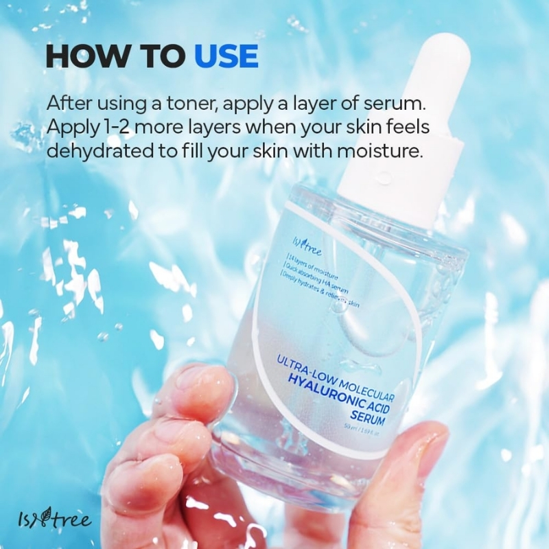 ISNTREE Ultra-Low Molecular Hyaluronic Acid Serum 50ml | Vegan Korean Skincare | 14-Complex Hyaluronic Acid | Deep Hydration | Lightweight & Fast-Absorbing