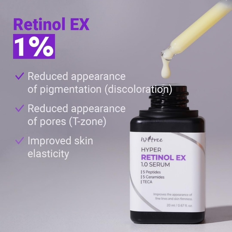 ISNTREE Hyper Retinol EX 1.0 Serum 20ml | 5 Peptides | 5 Cermaides | Helps Reduce Fine Lines ISNTREE Cyprus Korean Cosmetics