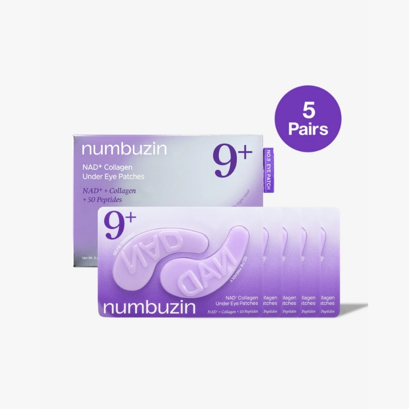 numbuzin No.9 Eye Patches | NAD+ Collagen Under Eye Patches | Dark Circles, Cooling, Puffy Eyes, Eyebags, Wrinkles | Peptides, Caffeine, Niacinamide | Self Care, Gift | 5 Pairs, Numbuzin Cyprus, No.9 NAD+ Collagen Under Eye Patches (5 Pairs)