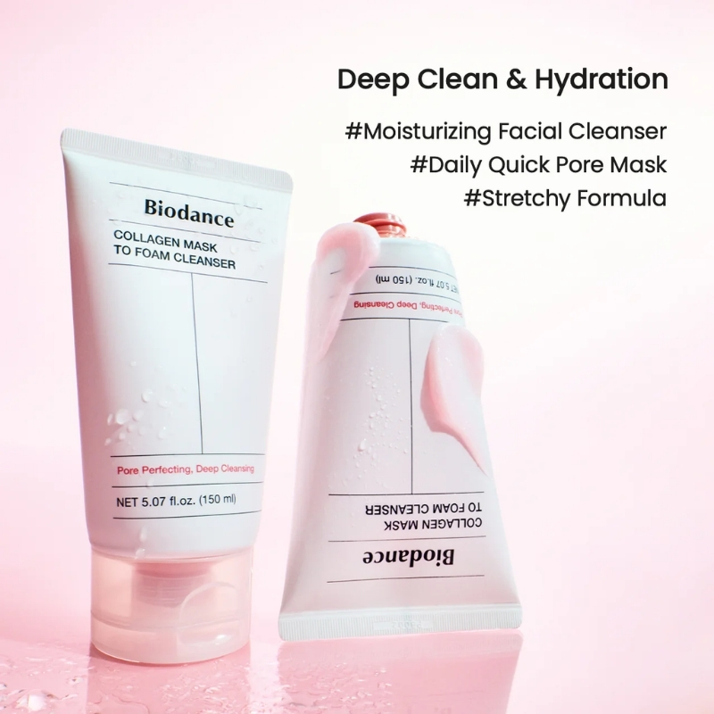 BIODANCE Collagen Mask To Foam Cleanser, Face Wash for Women, 2-in-1 Pore Mask and Hydrating Foaming Facial Cleanser for Sensitive Skin, Oily Skin 150ml