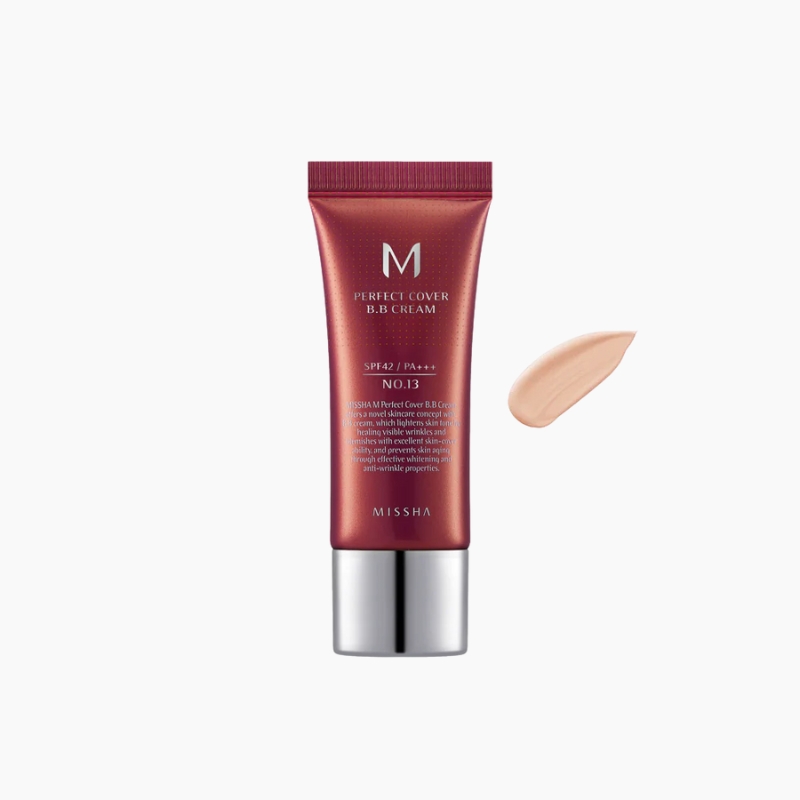 MISSHA M Perfect Cover BB Cream SPF 42 Tinted Moisturizer for face with SPF korean cosmetics cyprus Mini 13 Bright Beige
