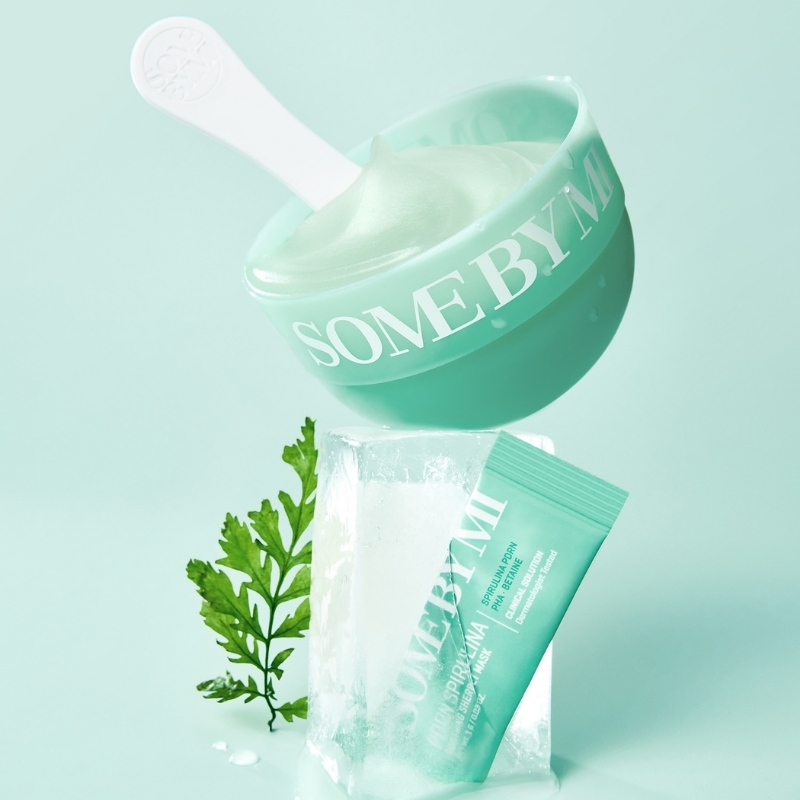 SOME BY MI PDRN Spirulina Soothing Sherbet Mask – 10 Sticks – Korean Vegan Wash-Off Face Mask that Cools by 10.9°C in 10 Minutes – Revitalizes Skin with Spirulina, Seaweed & PHA – Korean Skin Care