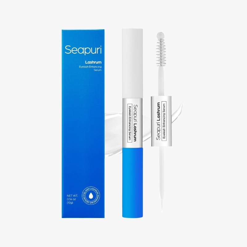 Seapuri Lashrum Eyelash Enhancing Serum | Lash Growth Serum with Caffeine, Peptide & Biotin | for Longer, Fuller Lashes | Dual Brush for Precise & Full Application | Non-Irritating, Daily Use