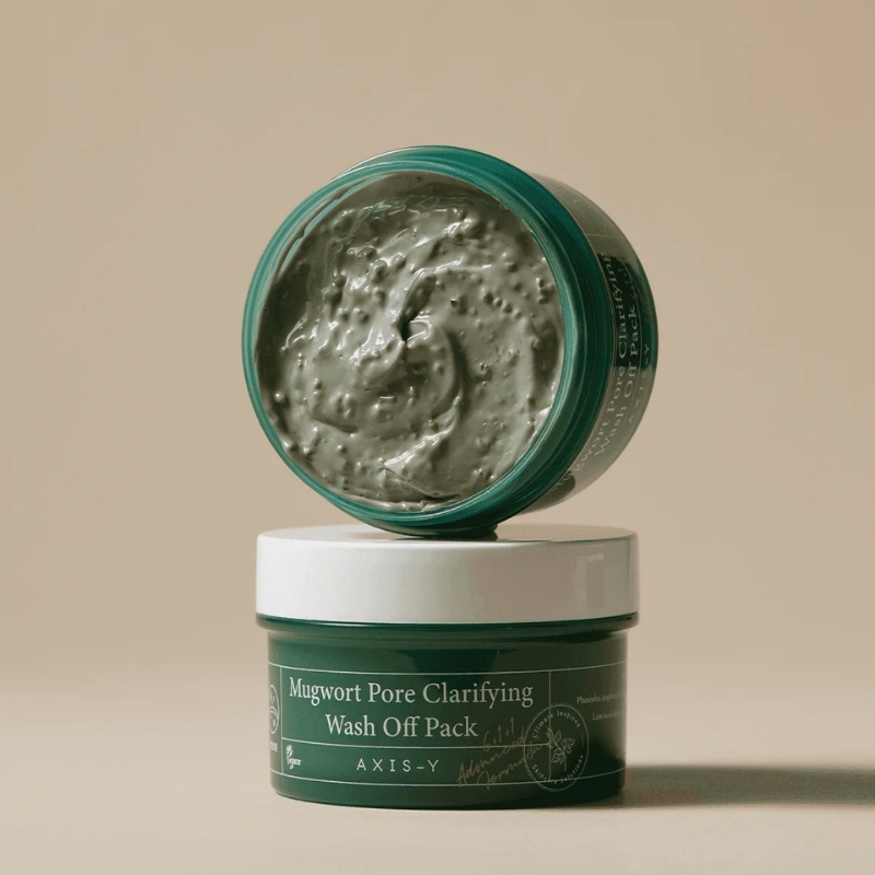 AXIS-Y Mugwort Pore Clarifying Wash Off Pack - Face Exfoliator Targets Clogged Pores, Whitehead & Blackhead Remover - Vegan Korean Skin Care Glass Skin Clay Mask