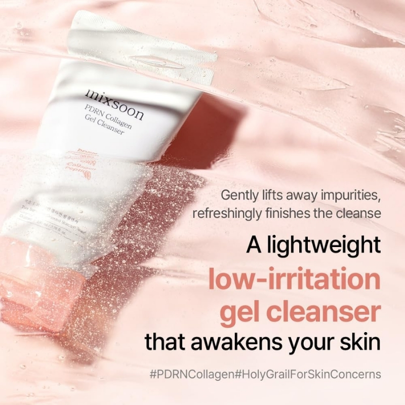 mixsoon PDRN Collagen Gel Cleanser 3.38 Fl. Oz / 100ml Deep Pore Cleansing Lightweight Daily Gel Cleanser Face Wash for All Skin Types Korean Glass Skin Care
