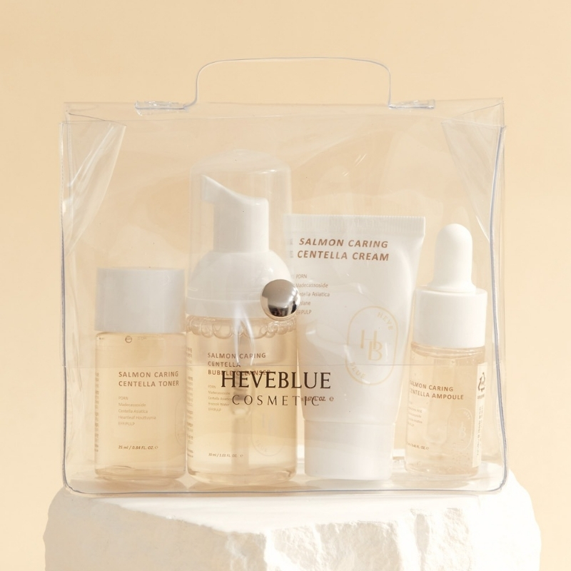 HEVEBLUE Salmon Caring Centella Special Travel Kit Bag Set