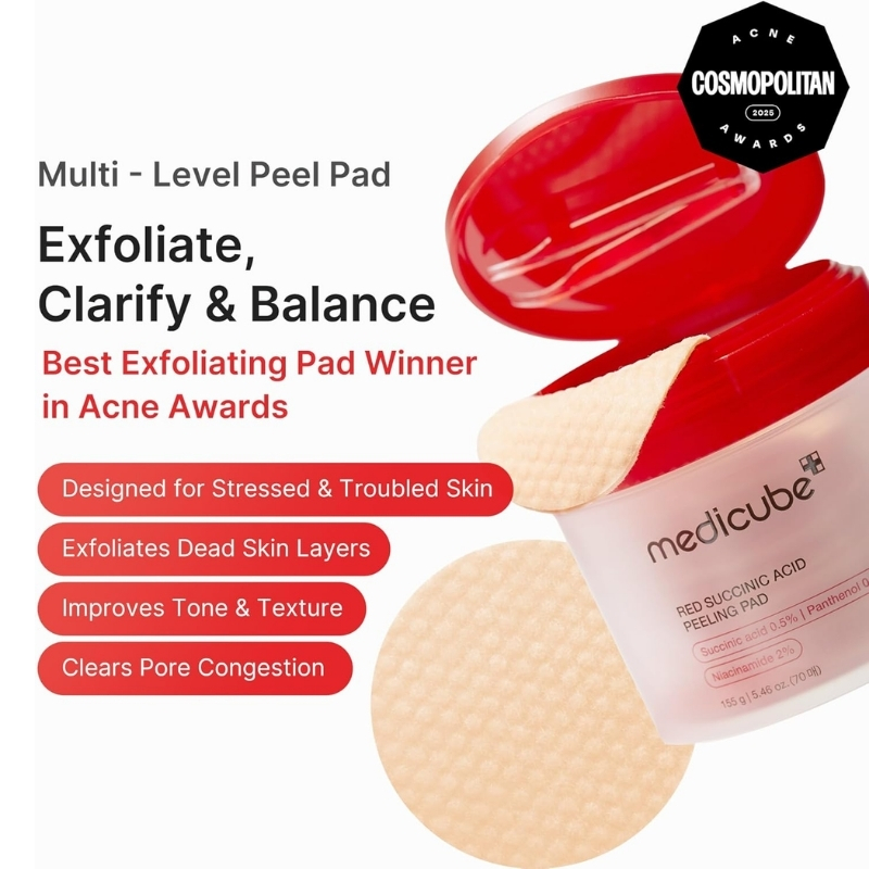 medicube Toner Pads Red Succinic Acid Panthenol Facial Peeling Pad