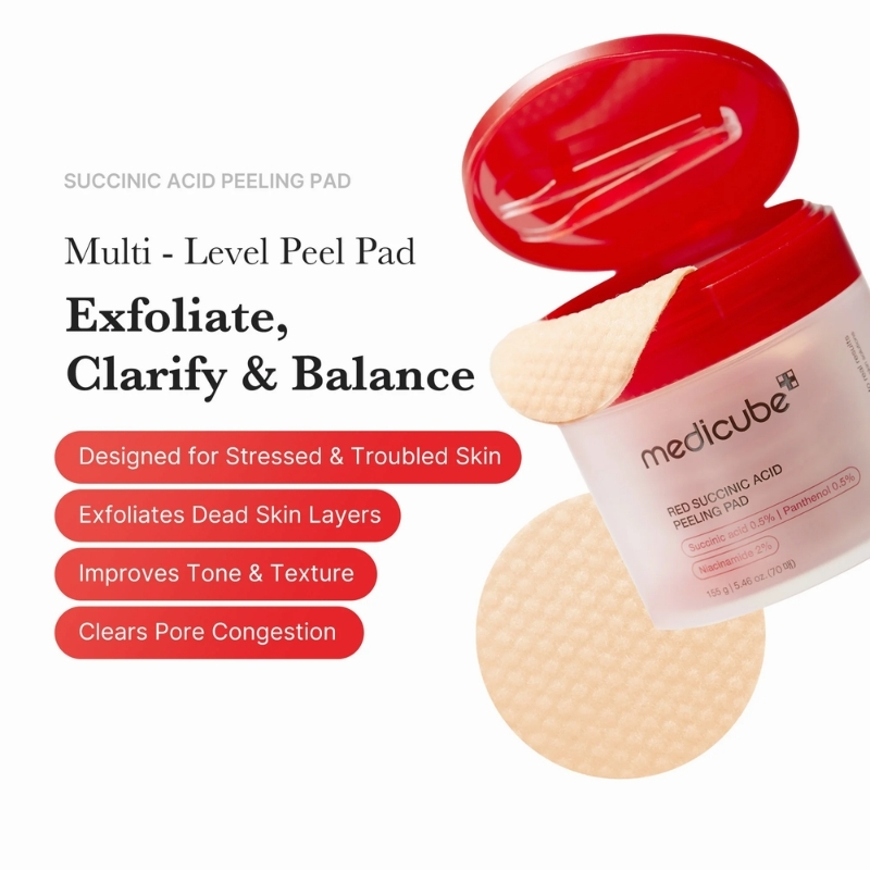 medicube Toner Pads Red Succinic Acid Panthenol Facial Peeling Pad