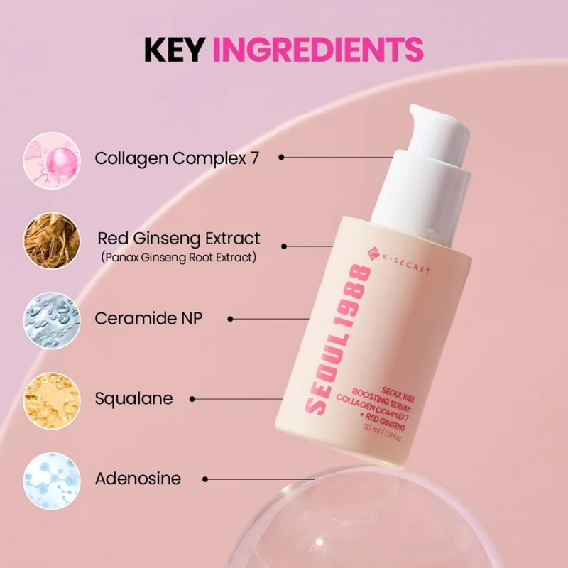 K-SECRET - SEOUL 1988 Boosting Serum : Collagen Complex 7 + Red Ginseng 30ml - Image 6