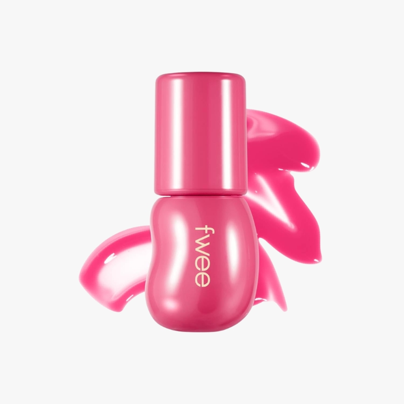 Bright pink nail polish bottle with a glossy finish and matching paint swirls in the background.